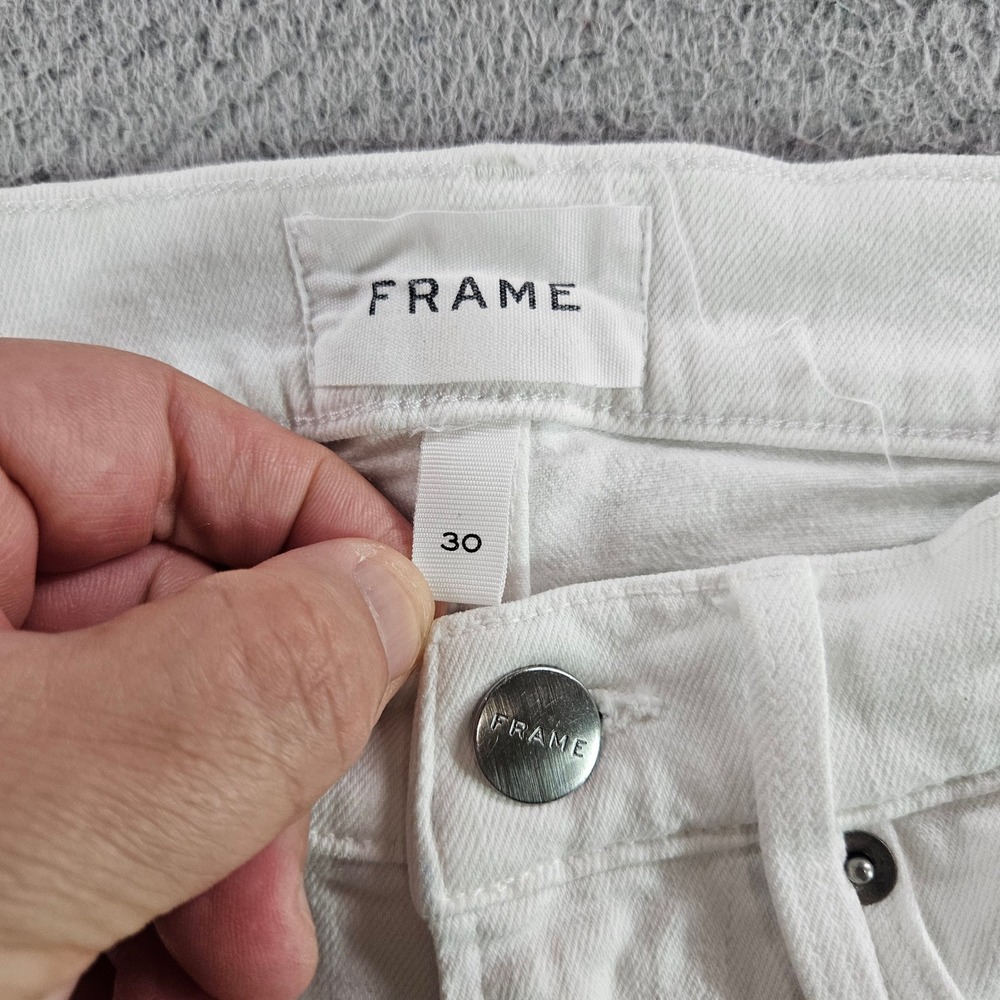 Frame L'Homme Slim Crop Jeans Blanc White Denim Size 30 - Picture 3 of 13